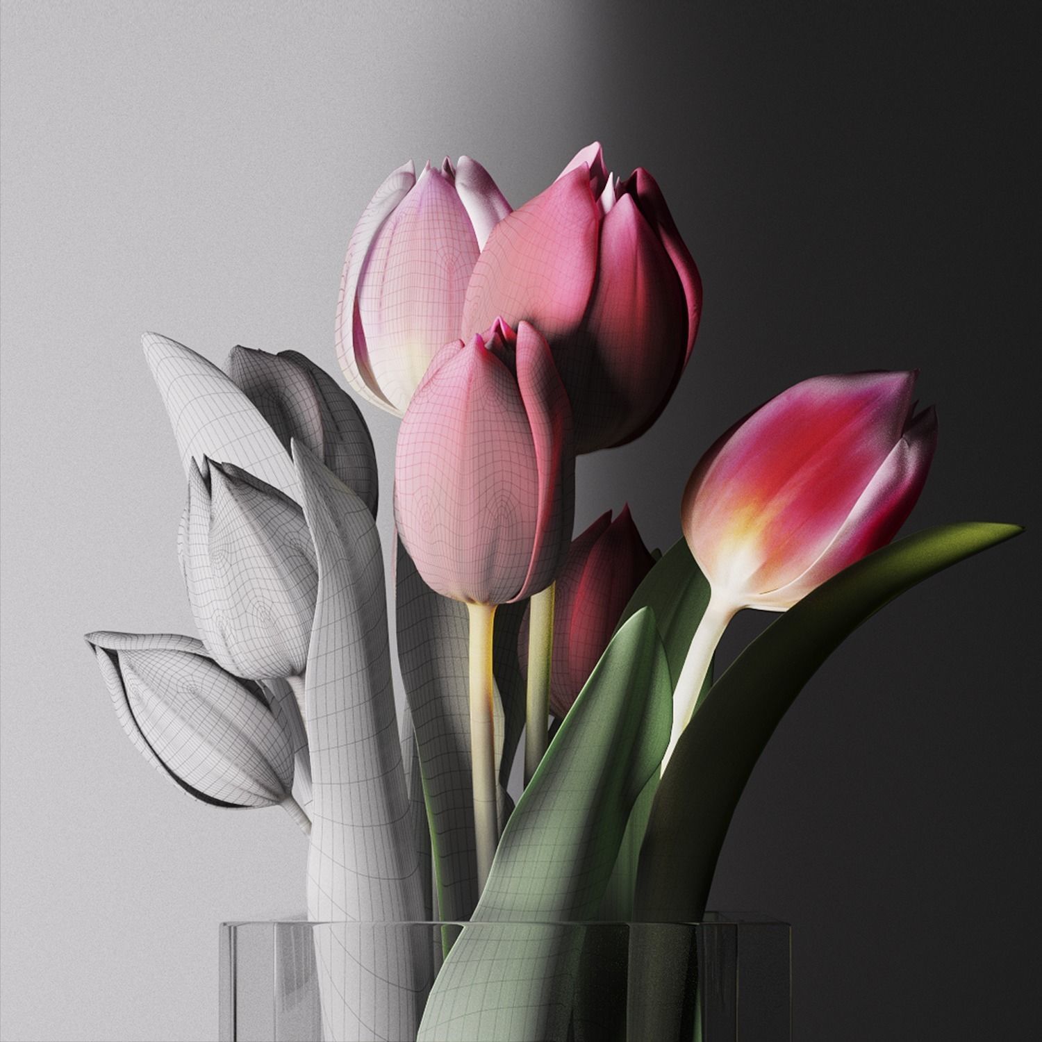Flowers Bouquet of tulips 3D model_3