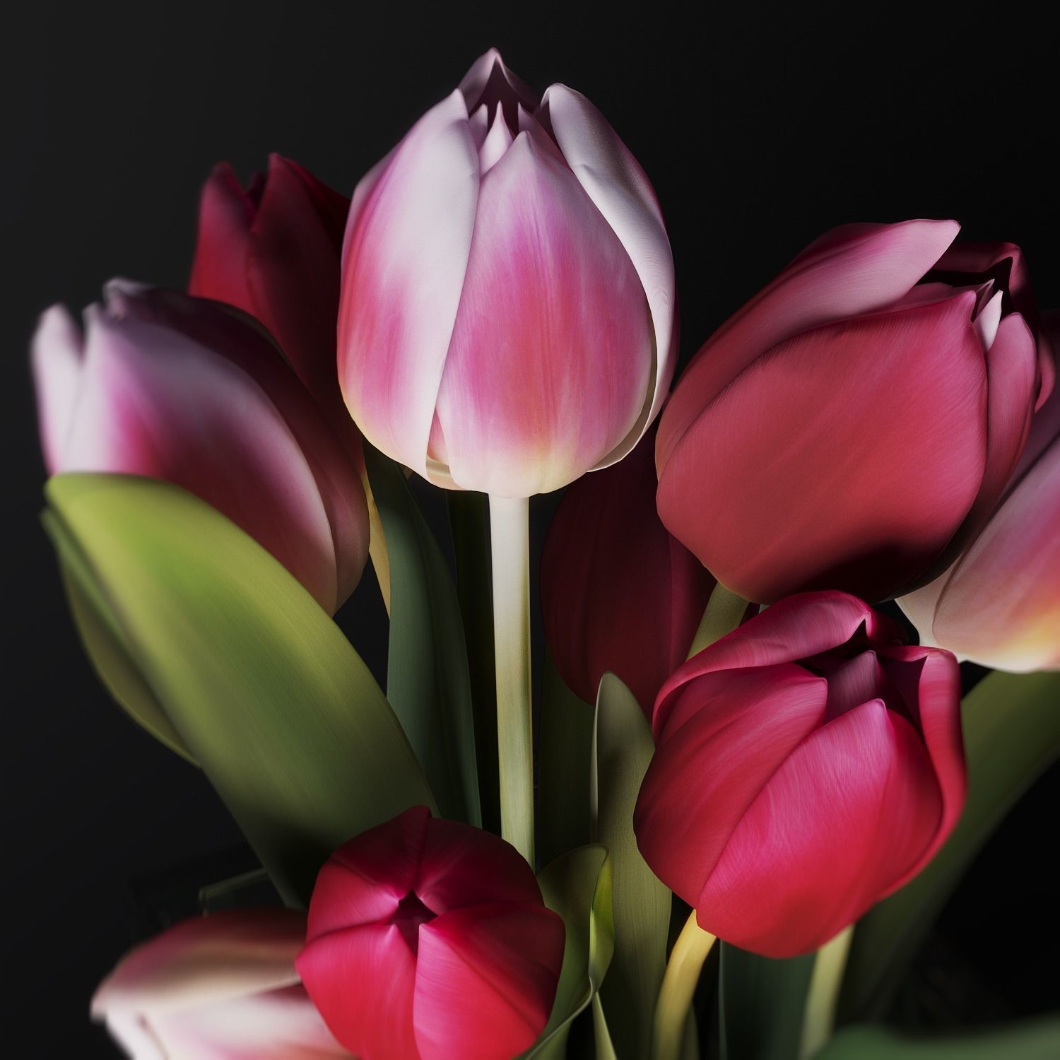 Flowers Bouquet of tulips 3D model_2