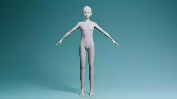 Stylized Anime Male Character Base Mesh 3D Model