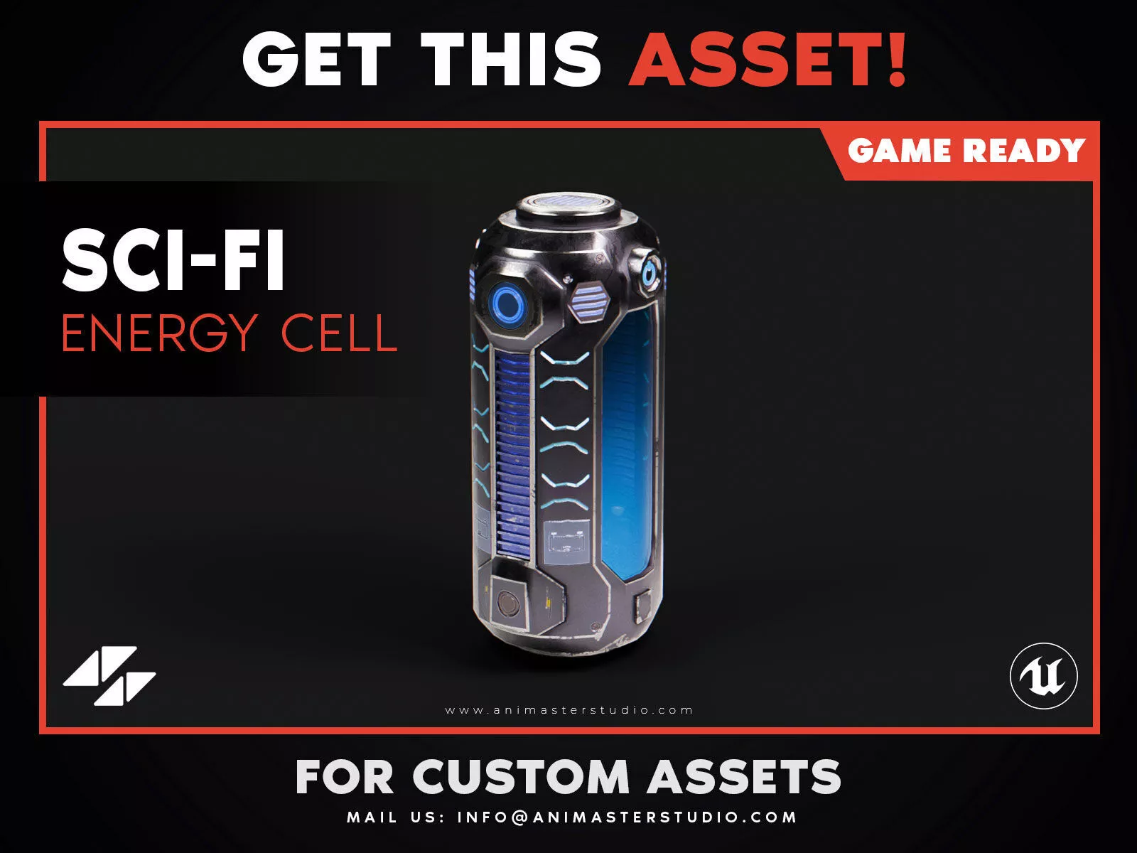 Sci-Fi Energy Cell Battery Low-poly 3D model