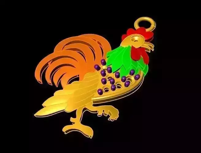 TJ70 3D Golden Chicken Earring For New Year