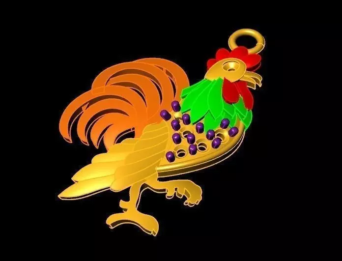 TJ70 3D Golden Chicken Earring For New Year 3D print model
