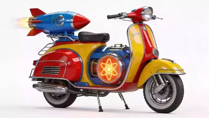 Classic Atompunk Jet Assisted Scooter 3D Model