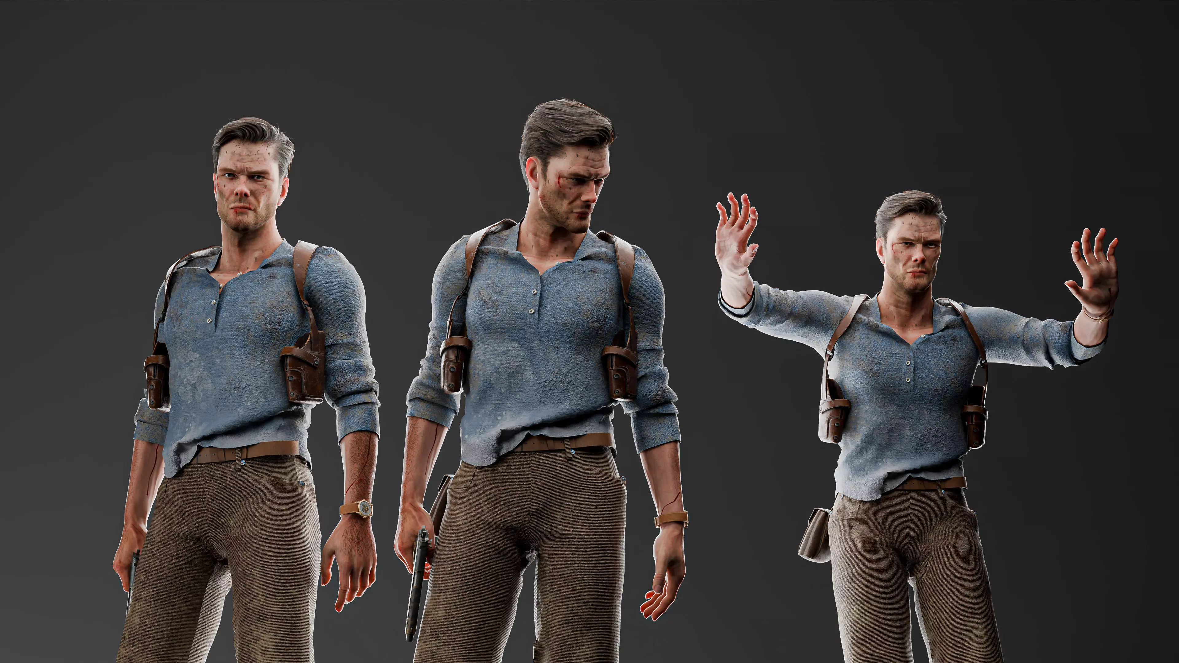 Game Ready Male Survivor Character Fully Rigged Low-poly 3D model