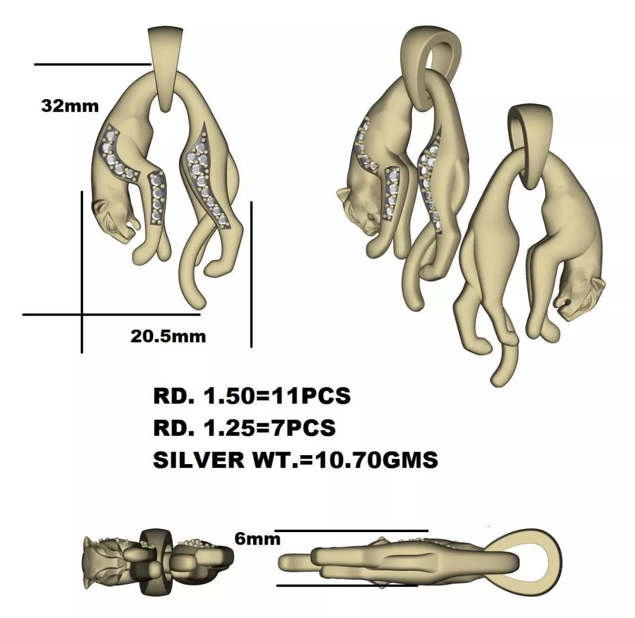 panther pendant 3D model 3D print model