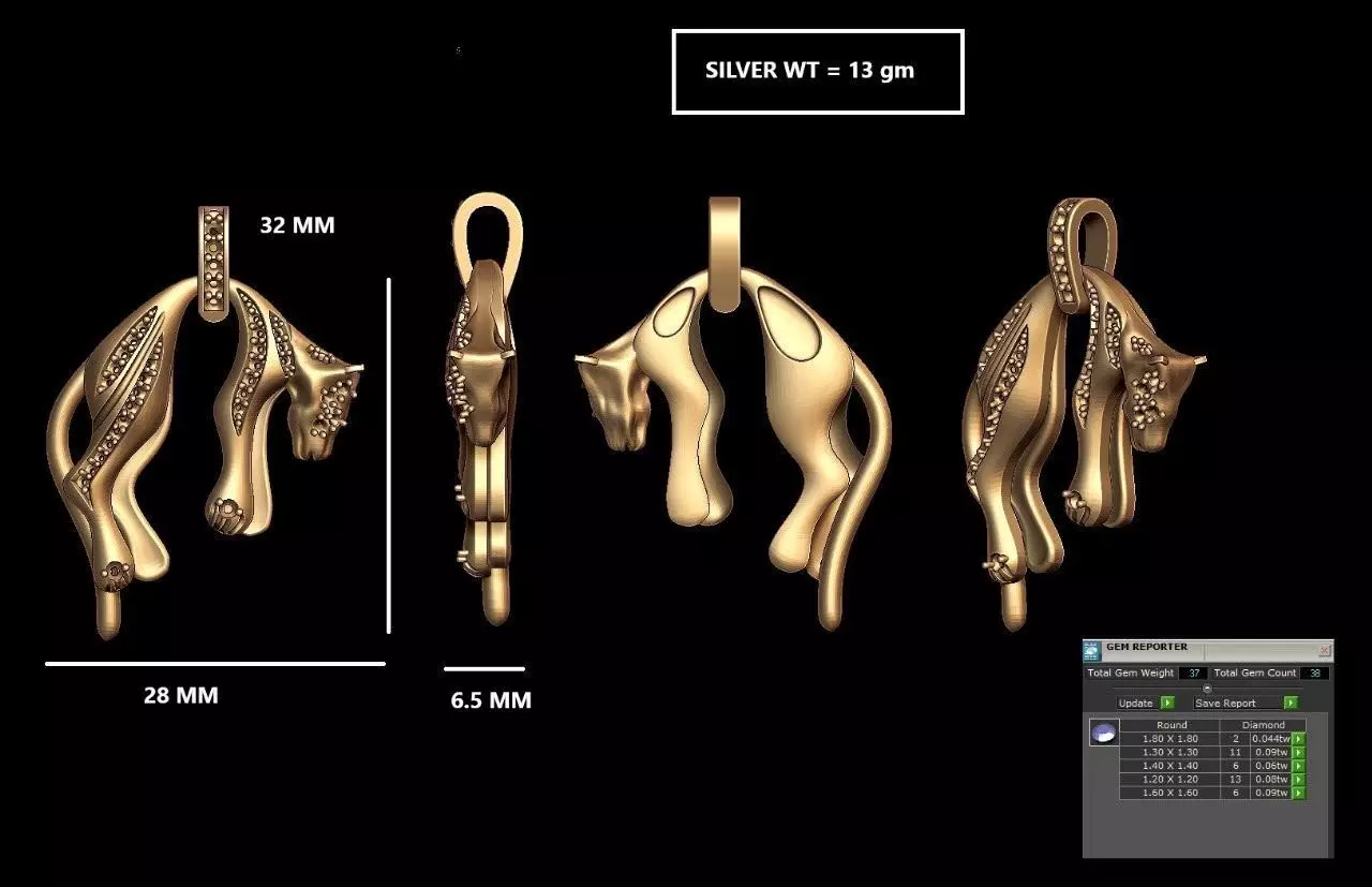 panther pendant 3D Model 3D print model