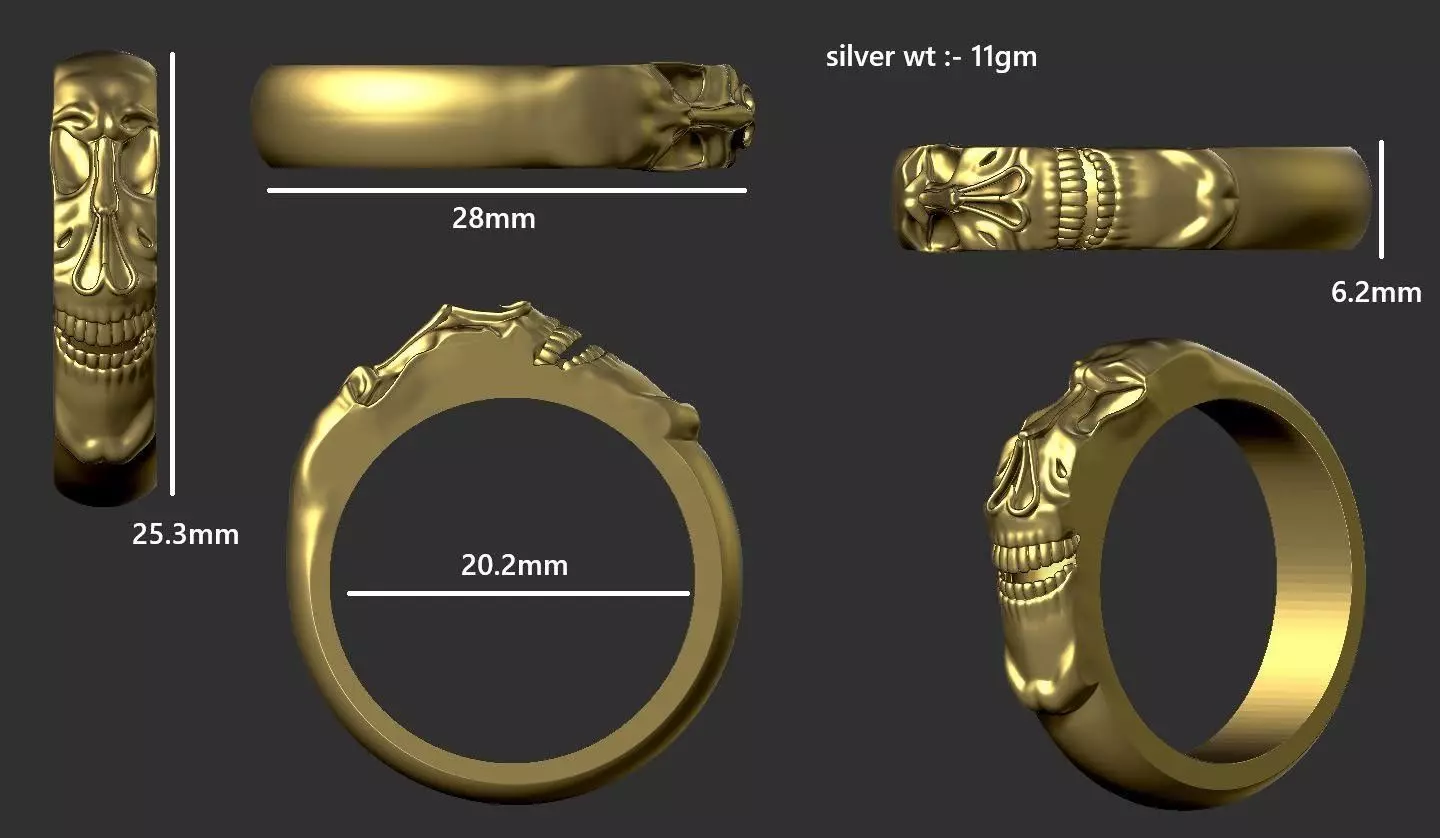 skull band ring 3D Model 3D print model
