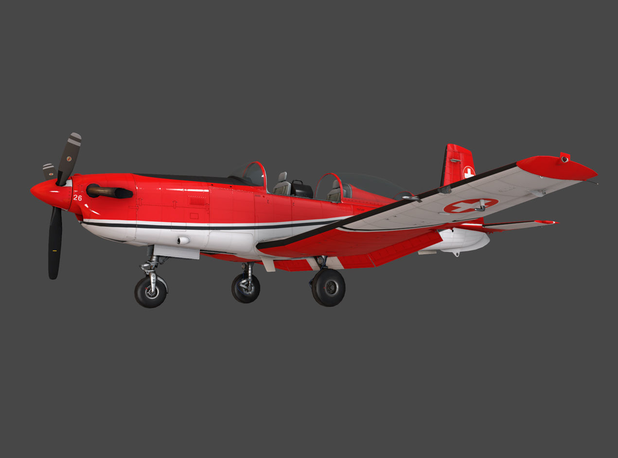 Pilatus PC-7 Mk-I SAFRedWhite Low-poly 3D model_5
