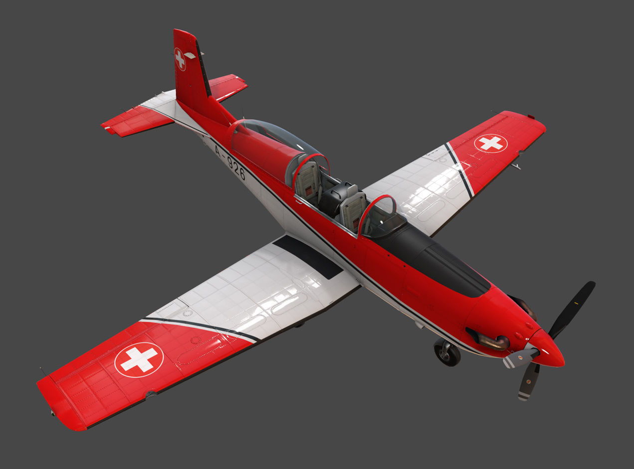 Pilatus PC-7 Mk-I SAFRedWhite Low-poly 3D model_10