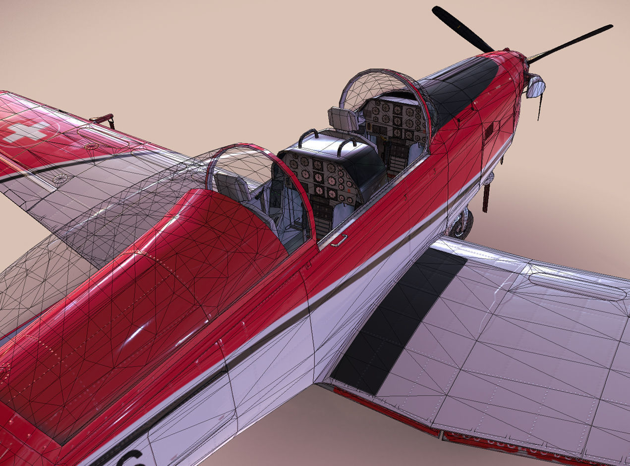 Pilatus PC-7 Mk-I SAFRedWhite Low-poly 3D model_4