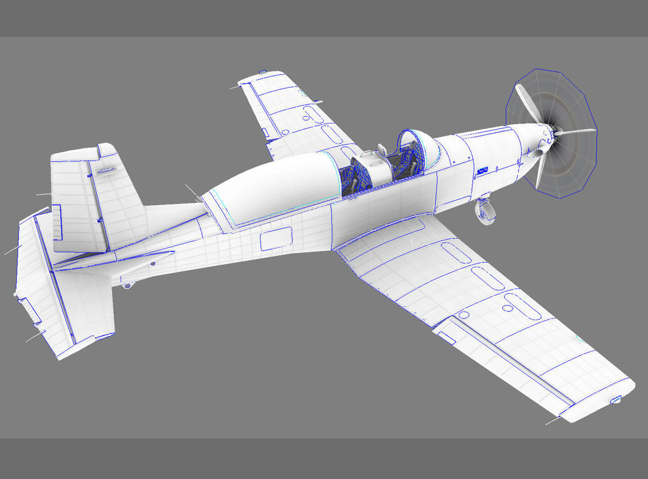 Pilatus PC-7 Mk-I SAFRedWhite Low-poly 3D model_16