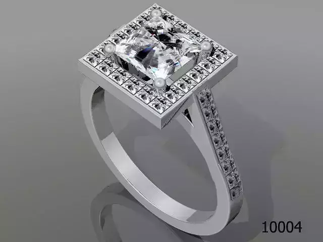 Ring engagement with princess cut center stone Free 3D print model