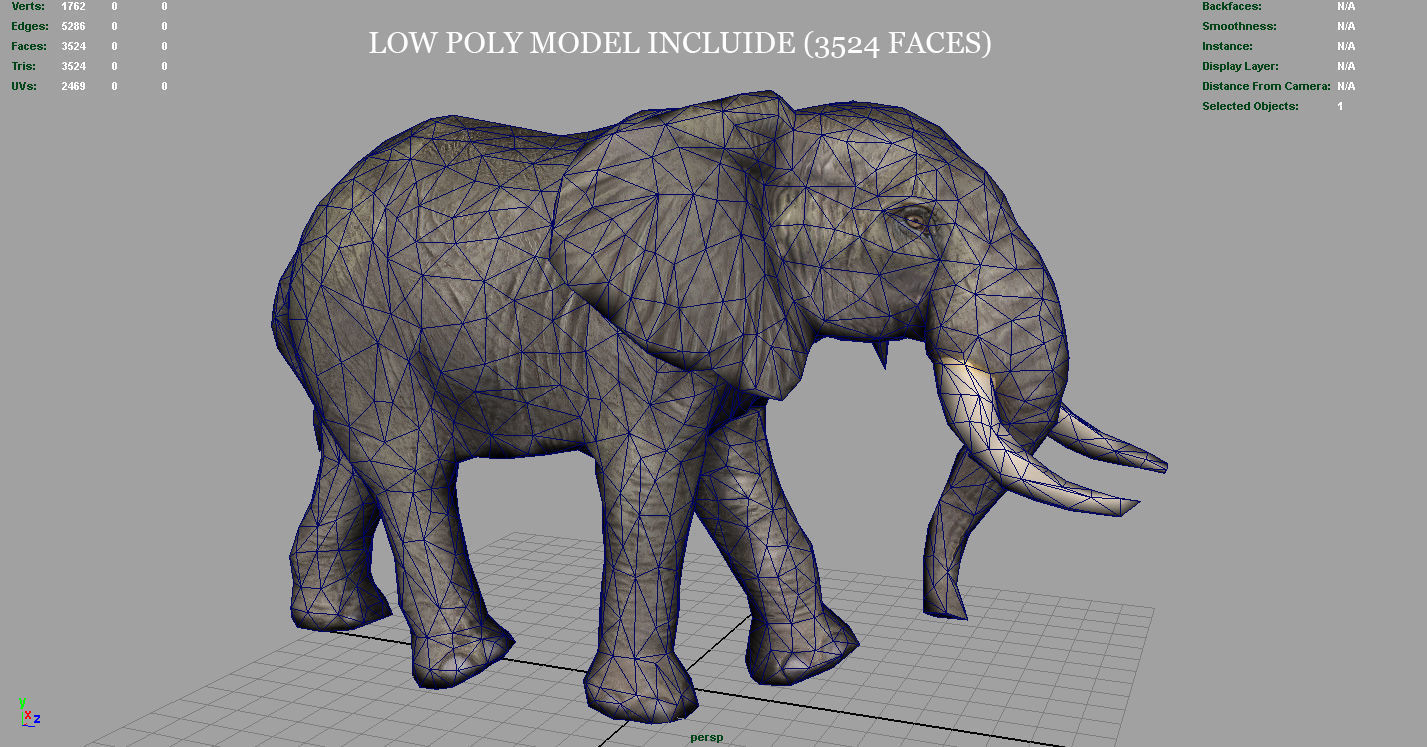 African Elephant Low-poly 3D model_13
