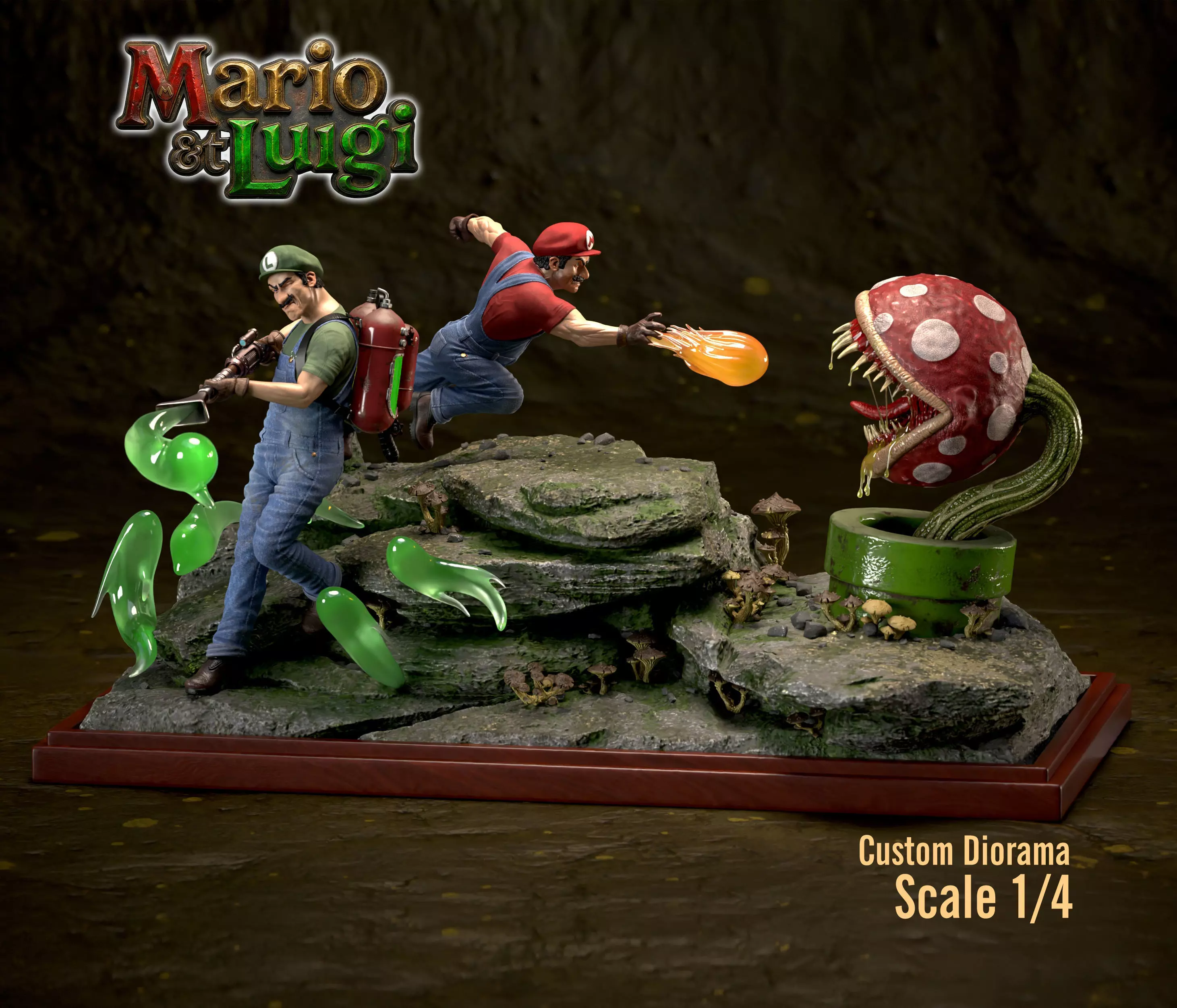 Mario and Luigi The Ultimate Realistic Battle Diorama 3D print model