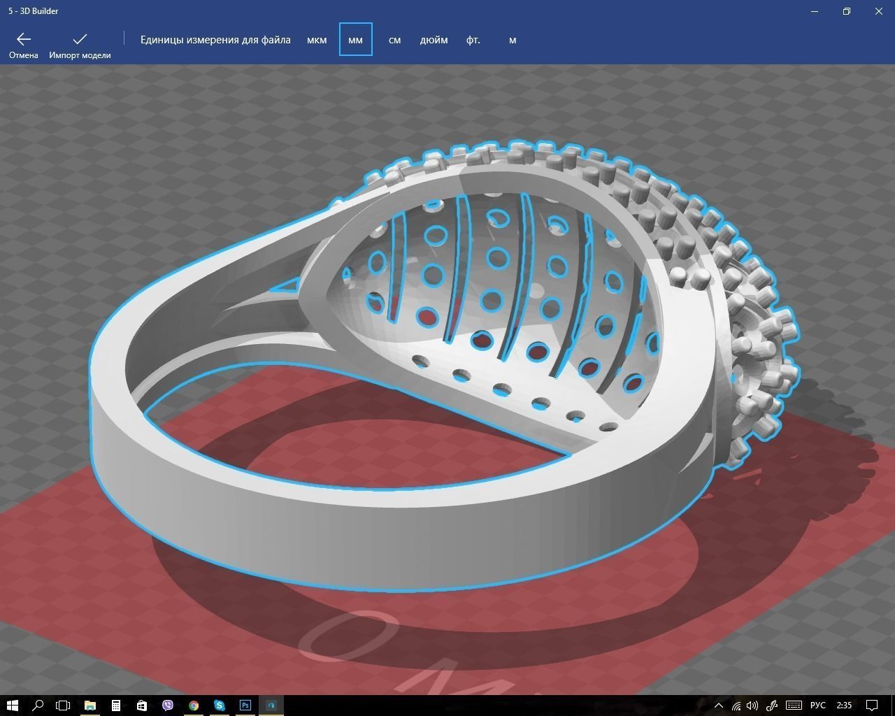 Ring sapphire 3D print model_4