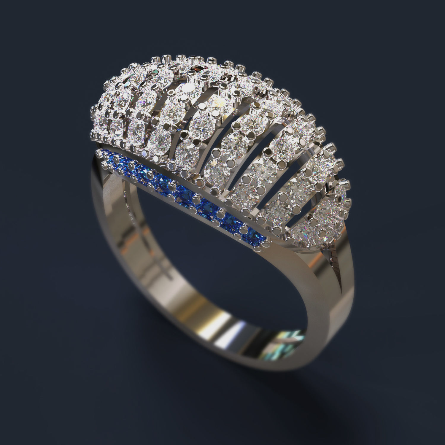Ring sapphire 3D print model_2