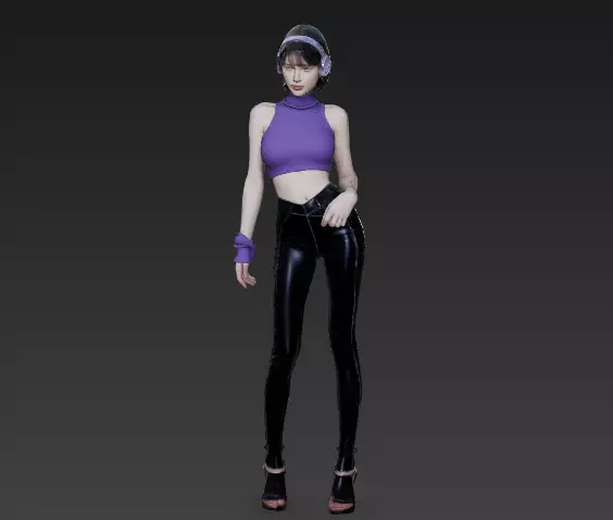 Cyberpunk girl purple tone 2 3D model