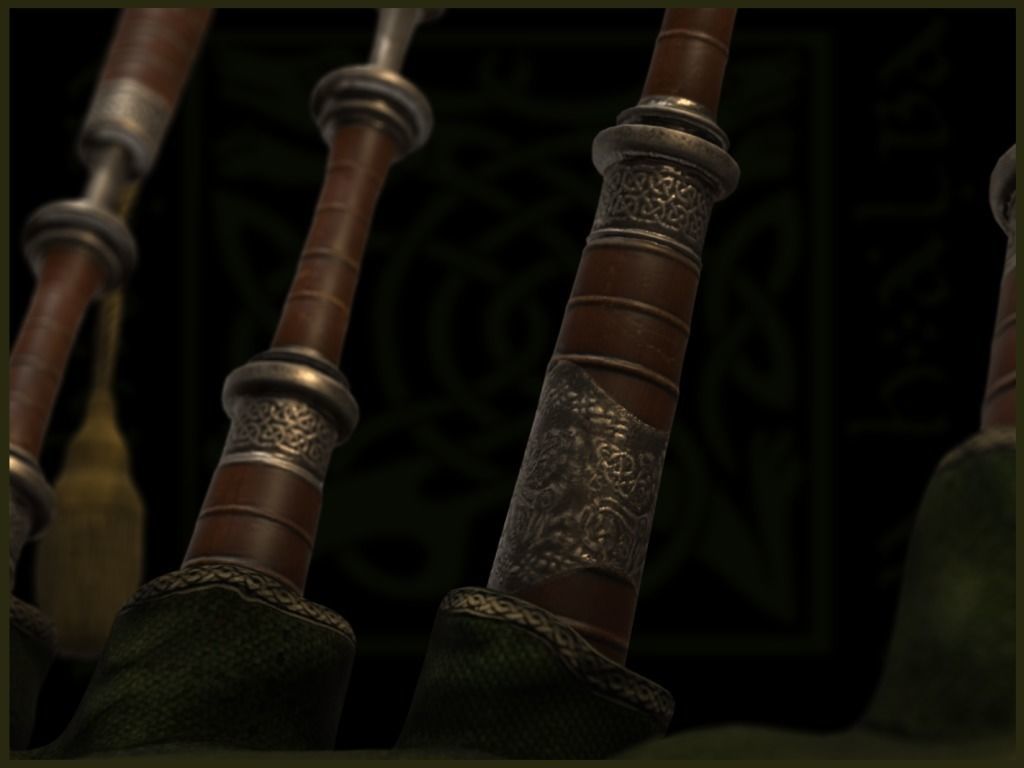Old Scottish Bagpipe Low-poly 3D model_14