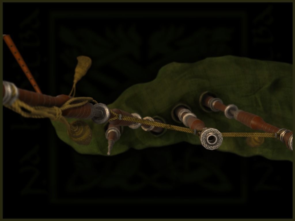 Old Scottish Bagpipe Low-poly 3D model_3