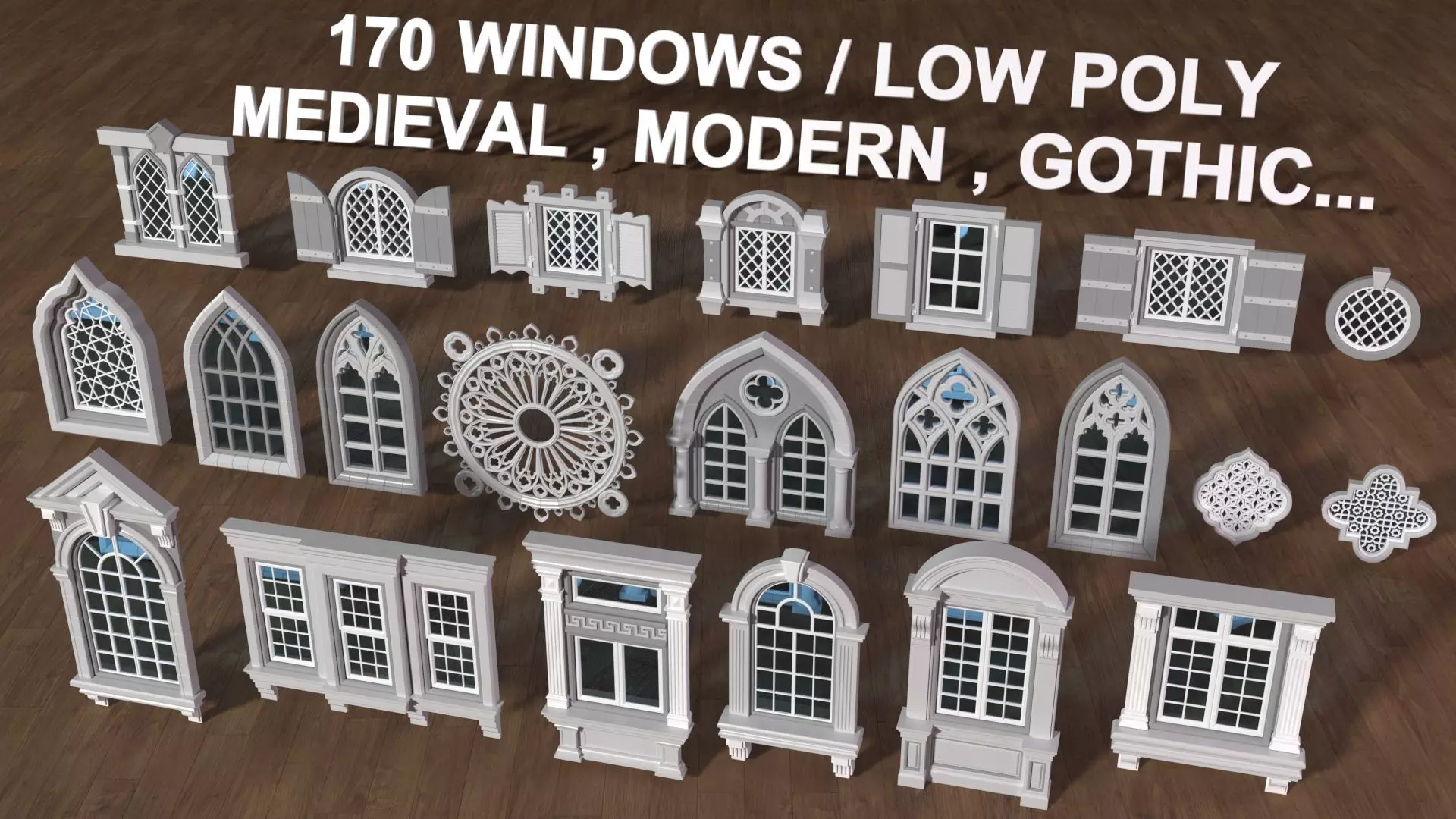Windows Collection - 170 pieces Low-poly 3D model