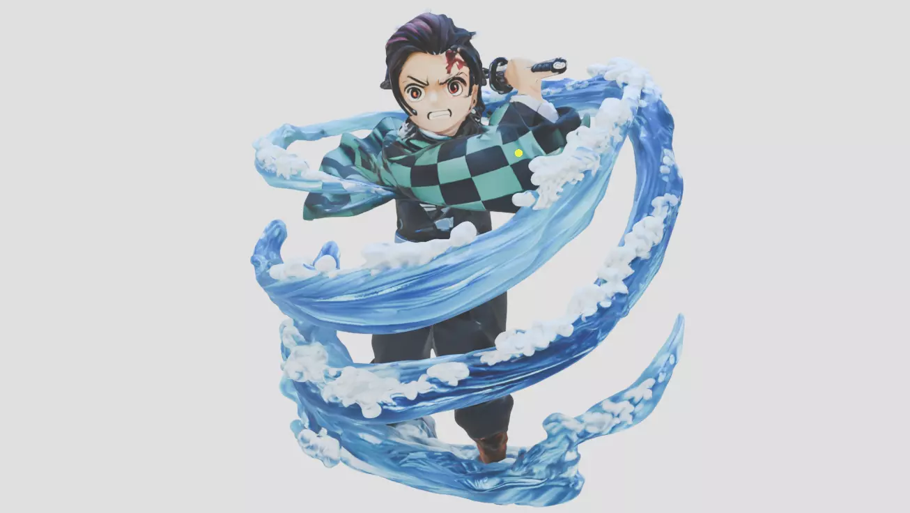 Tanjiro Kamado with vfx STL Statue Demon Slayer Anime 3D Print 3D print model