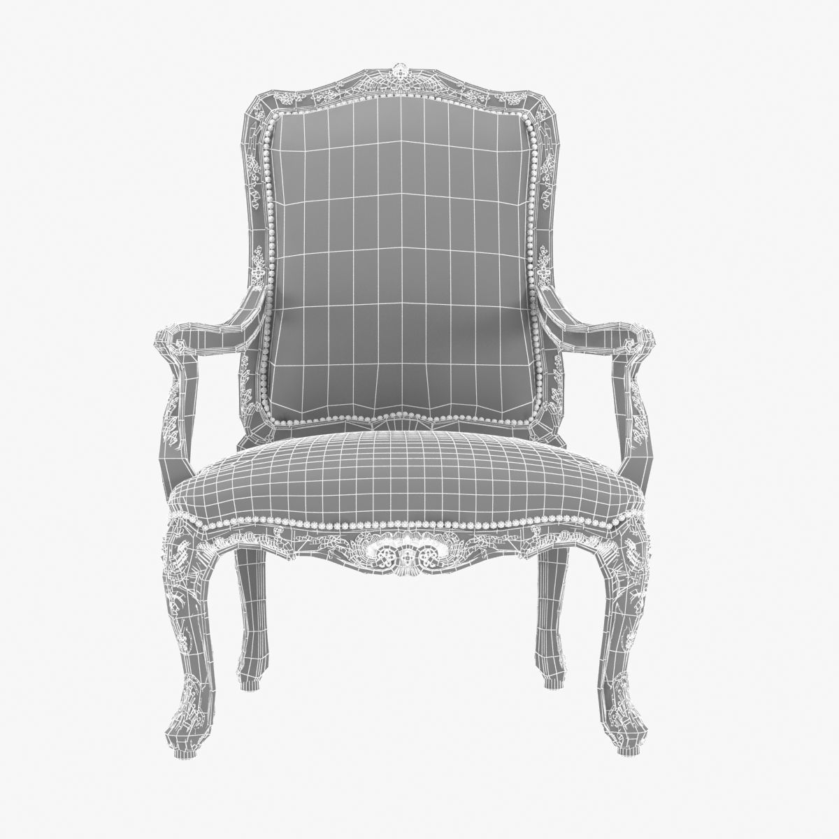 18th Century Louis XV Walnut Armchair 3D model_11