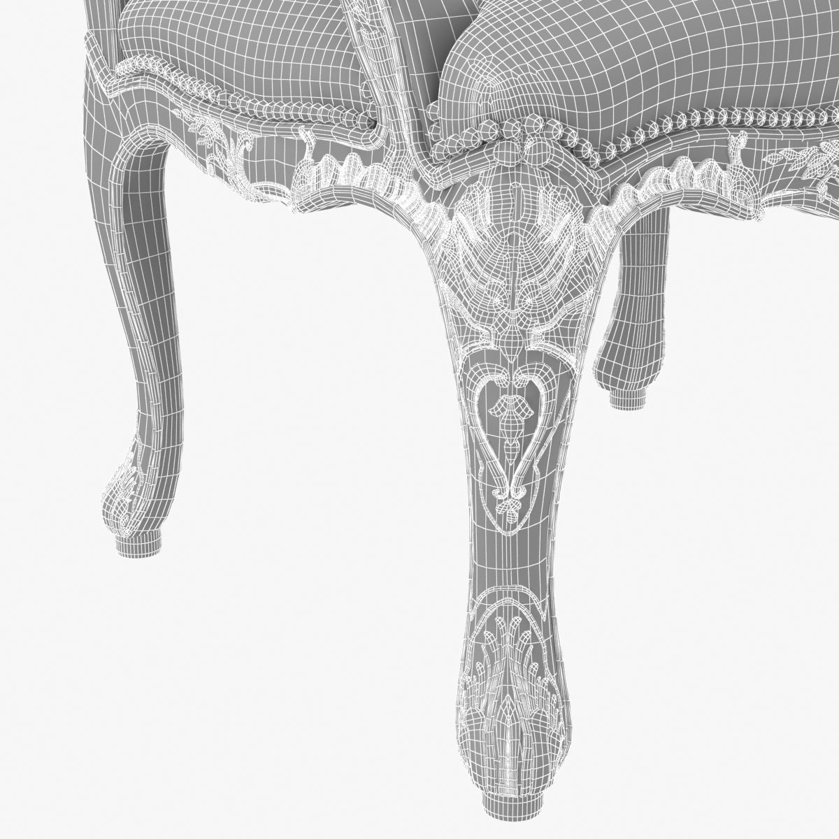 18th Century Louis XV Walnut Armchair 3D model_13