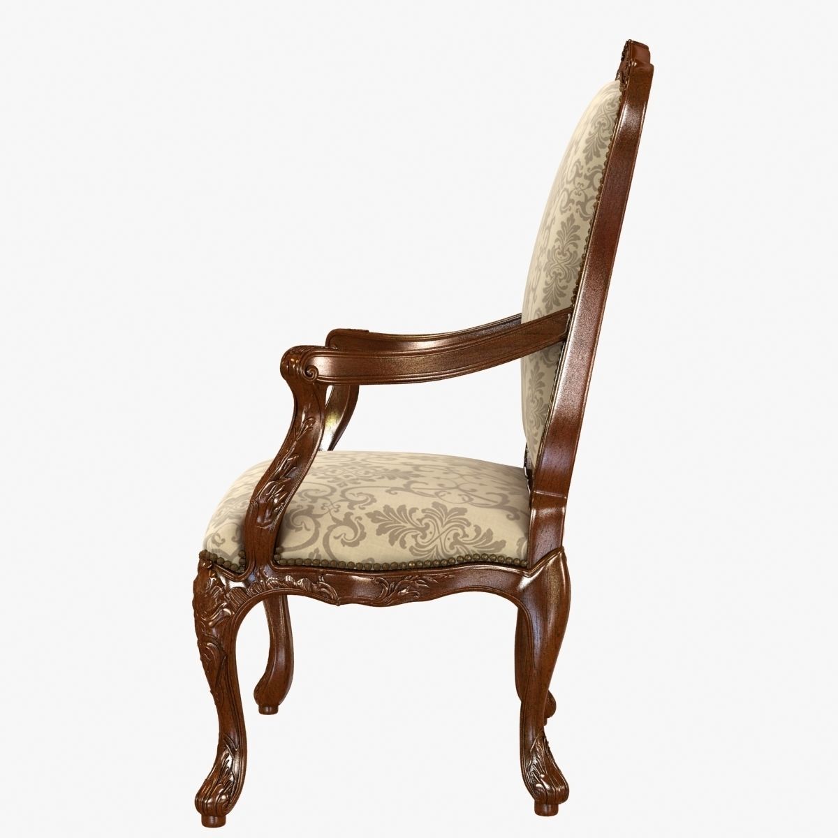 18th Century Louis XV Walnut Armchair 3D model_3