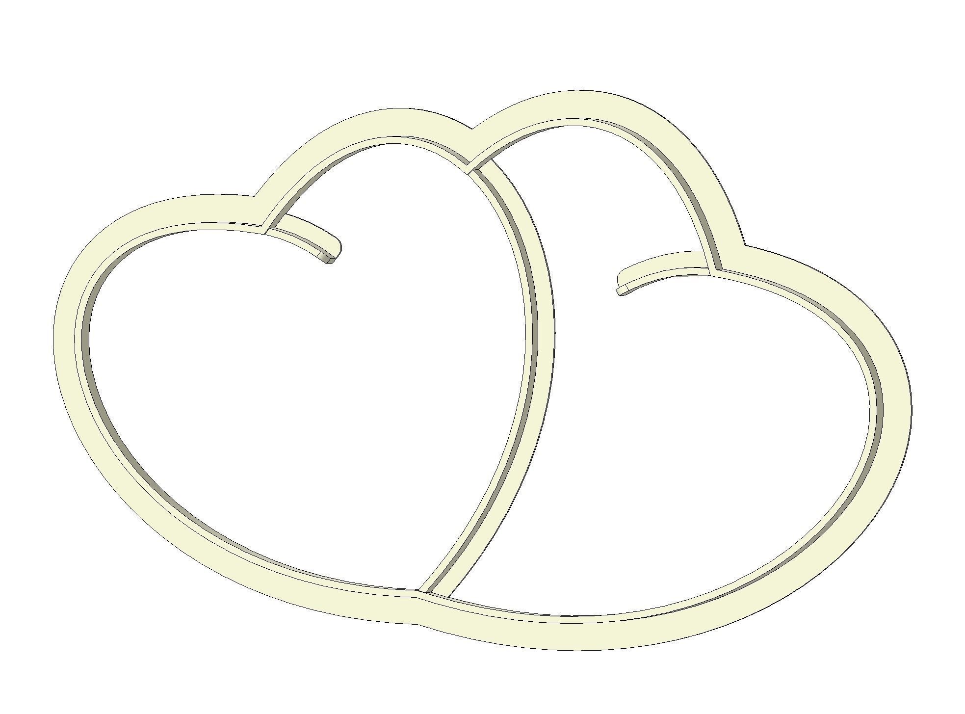 Cookie cutter pack - Two hearts 3D print model_3