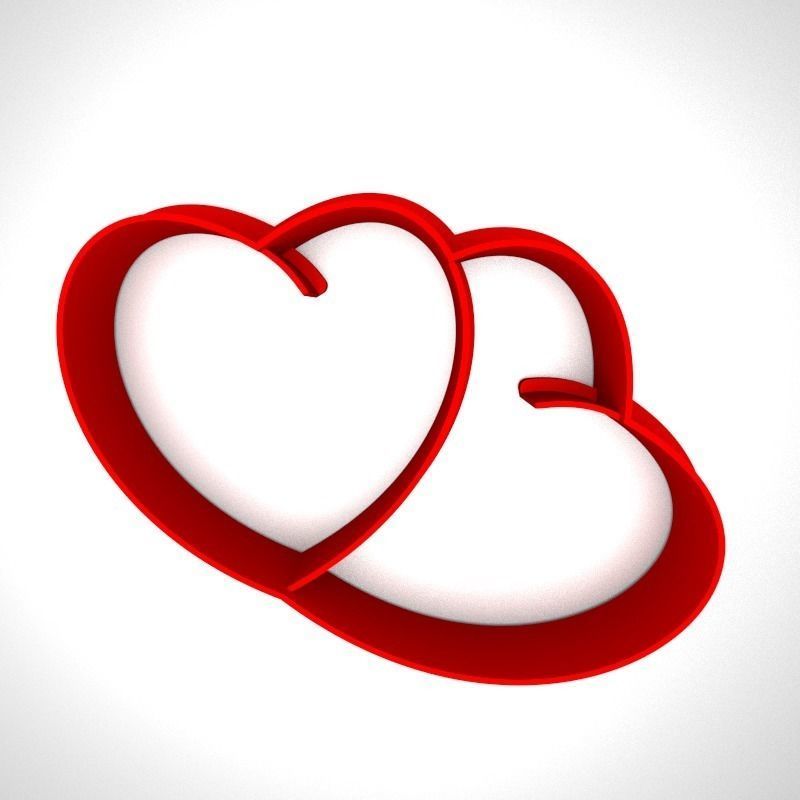 Cookie cutter pack - Two hearts 3D print model_2