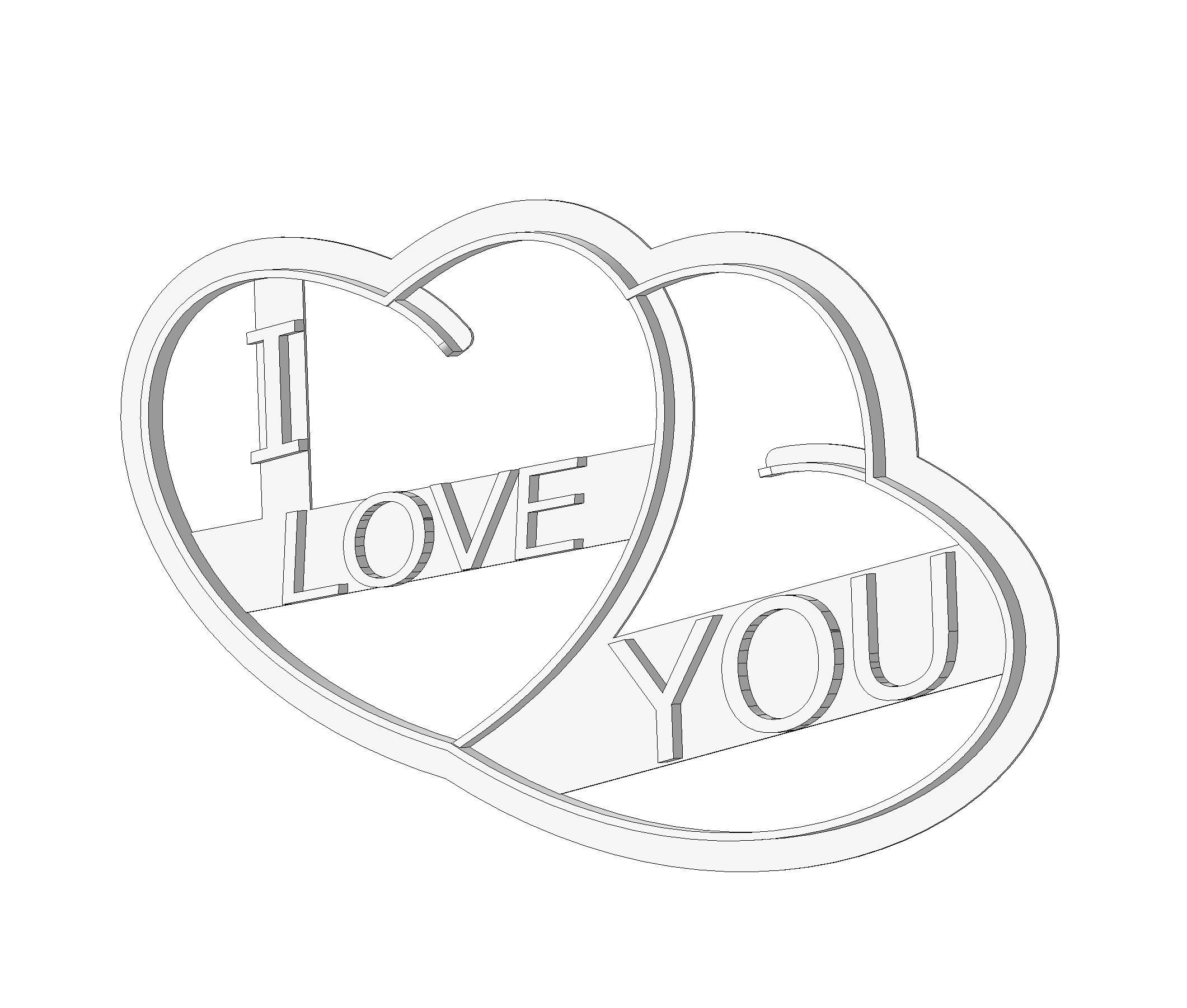 Cookie cutter pack - Two hearts 3D print model_1