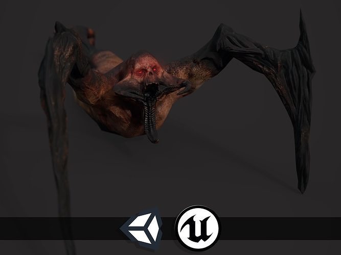 Creepy Horror Monster - PBR and Animated Low-poly 3D model