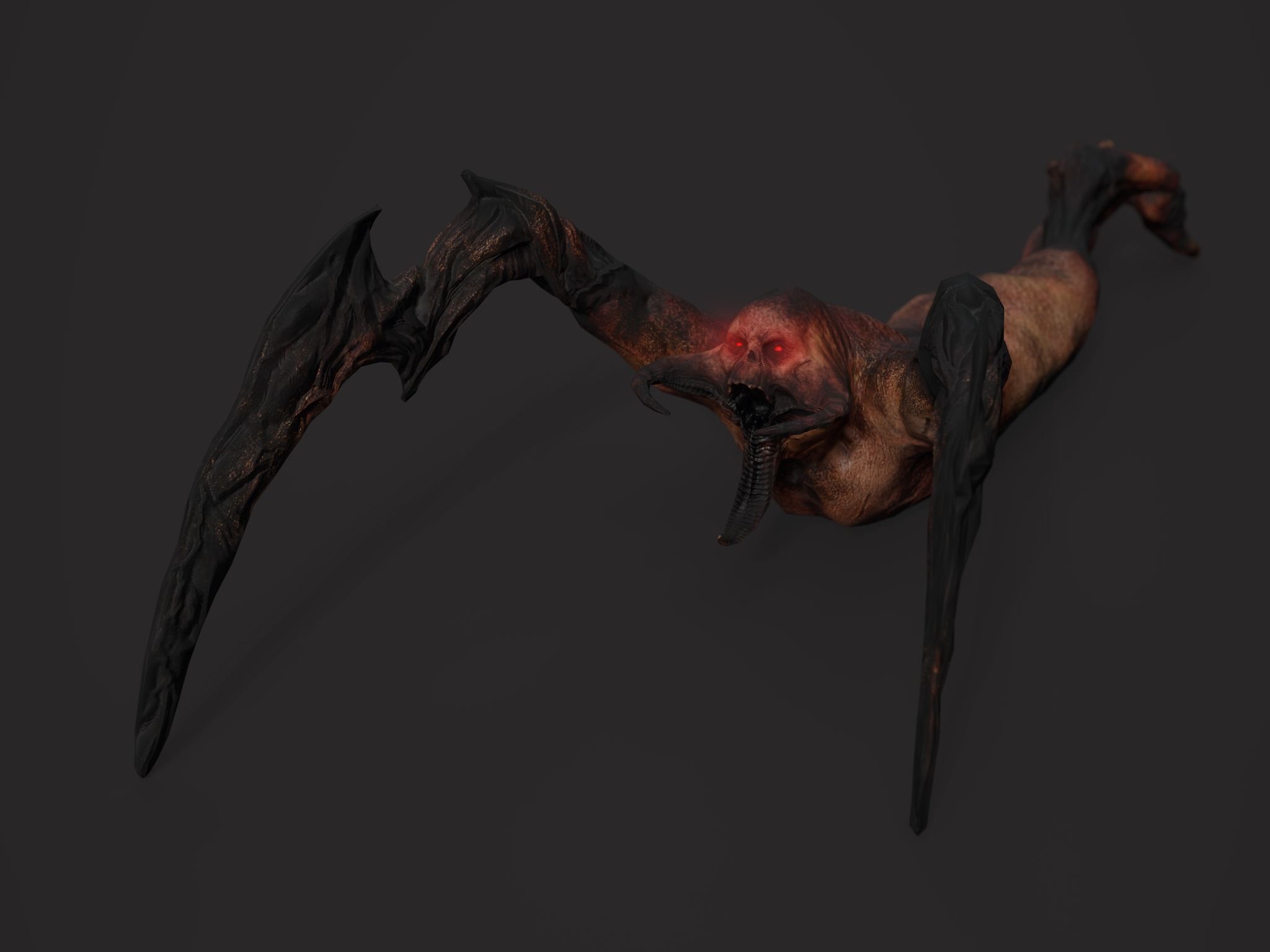 Creepy Horror Monster - PBR and Animated Low-poly 3D model_7