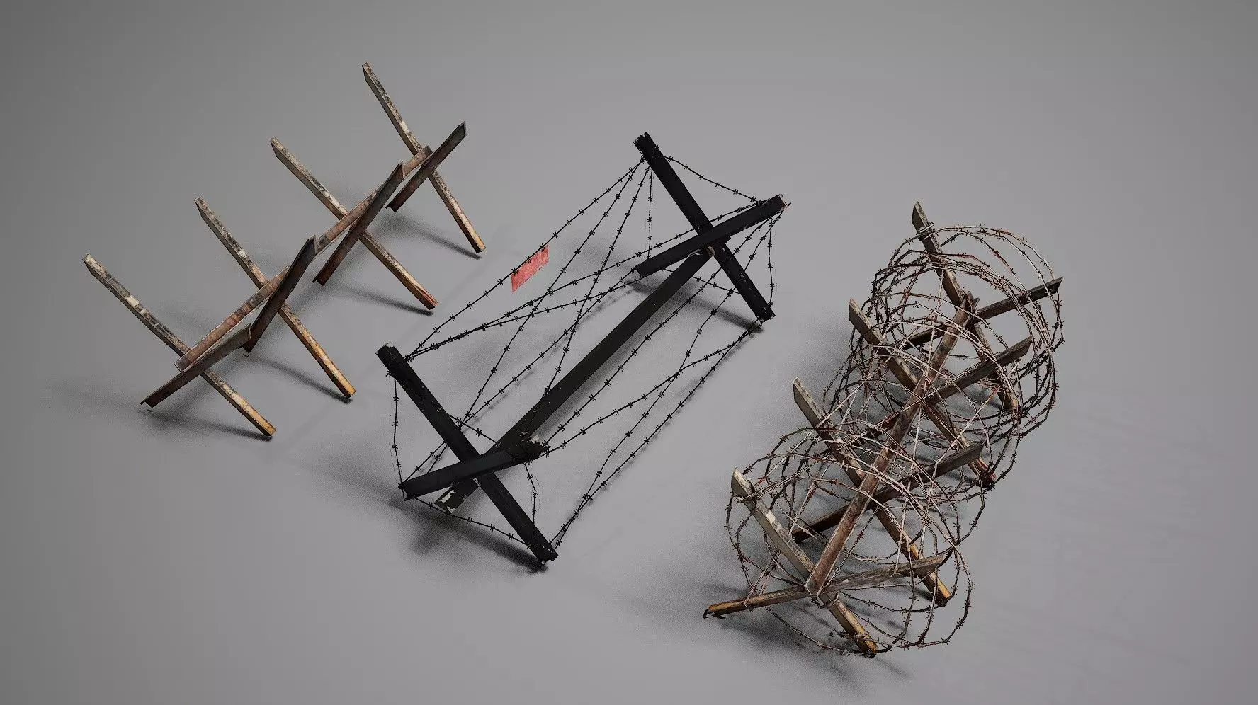 Barbed Wire Stop Asset - Environment Asset For Game Low-poly 3D model