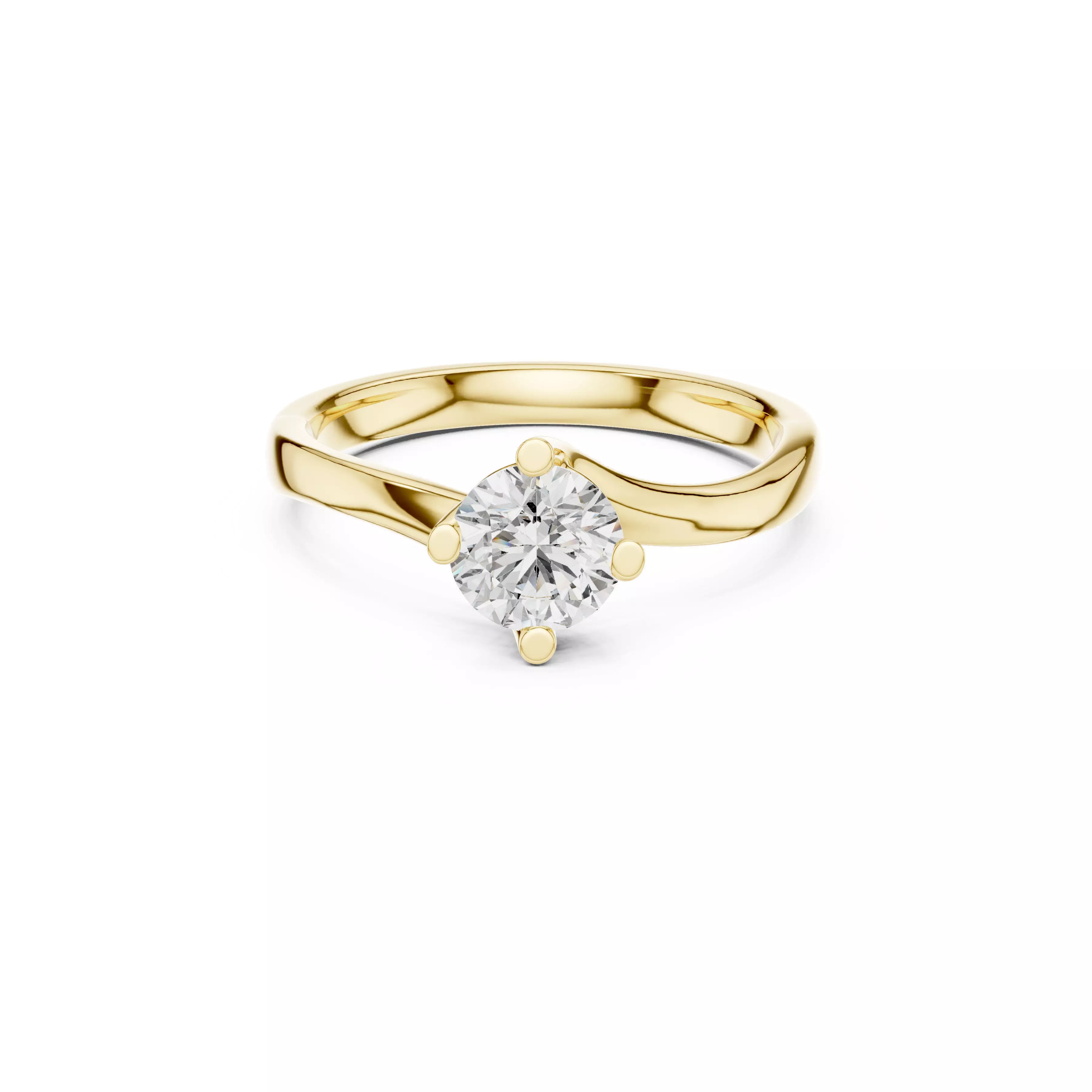 Jewelry Round Diamond Solitaire Twist Minimalist Engagement Ring 3D print model