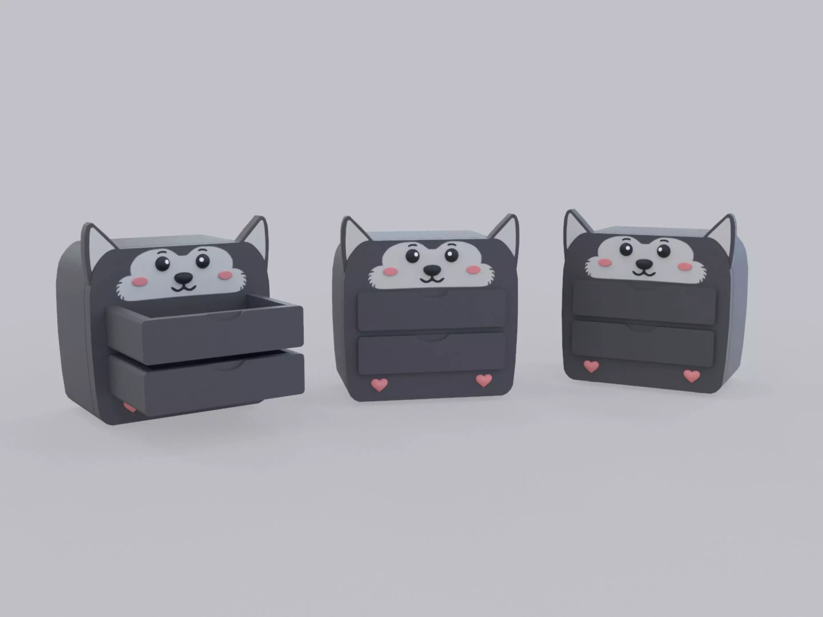 Cartoon Wolf Storage Dresser Low-poly 3D model