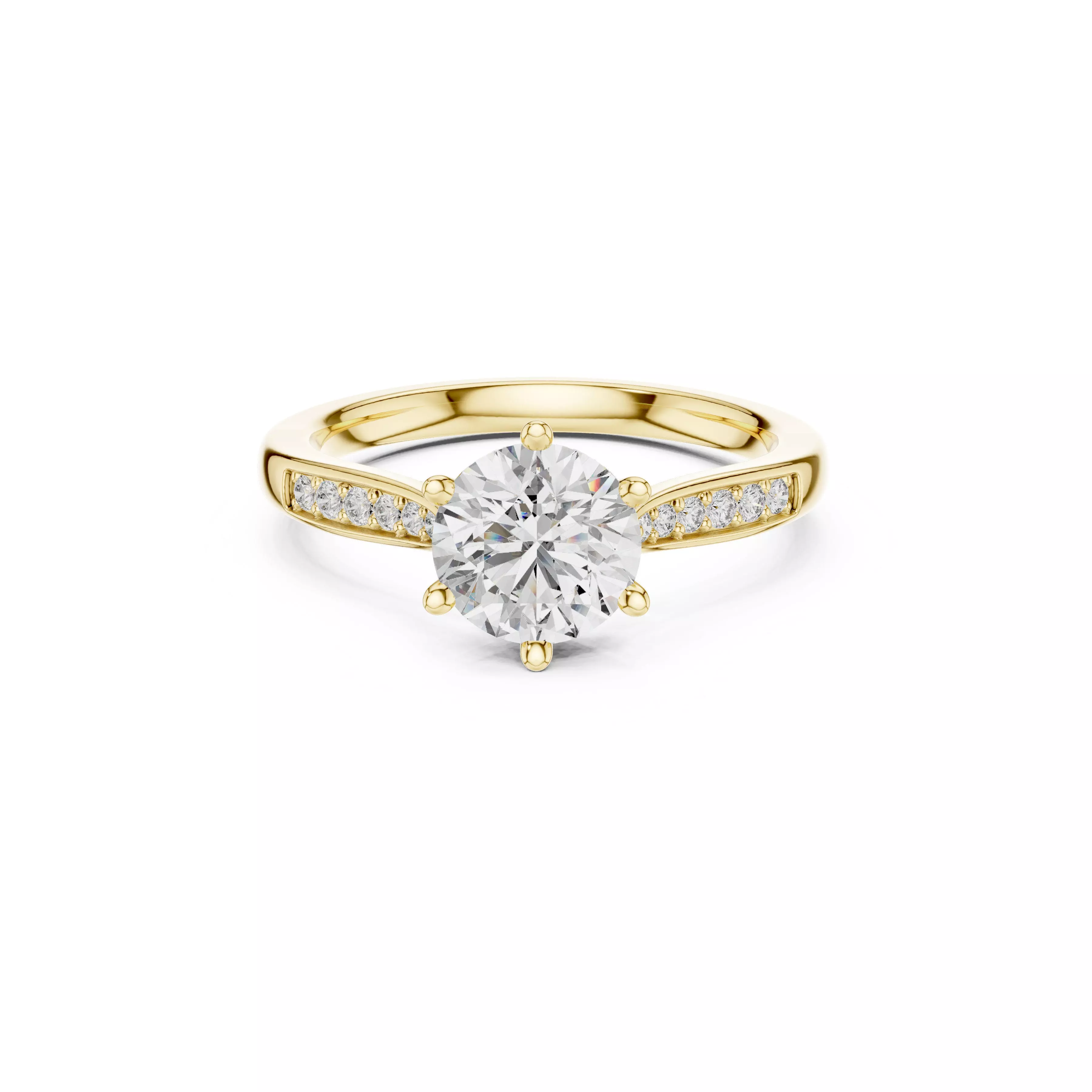 Jewelry Classic Six Prong Pave Brilliant Diamond Engagement Ring 3D print model