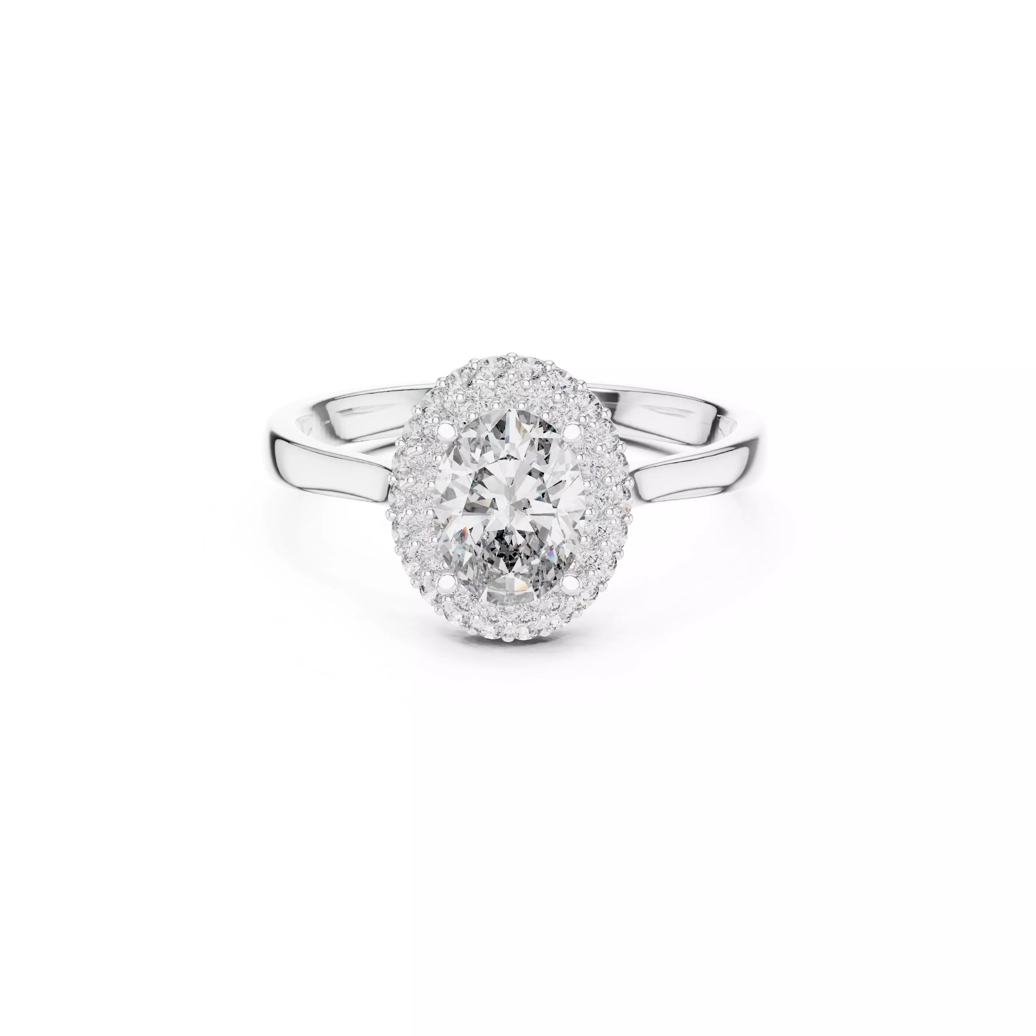 Jewelry Split Shoulder Double Halo Oval Diamond Engagement Ring 3D print model