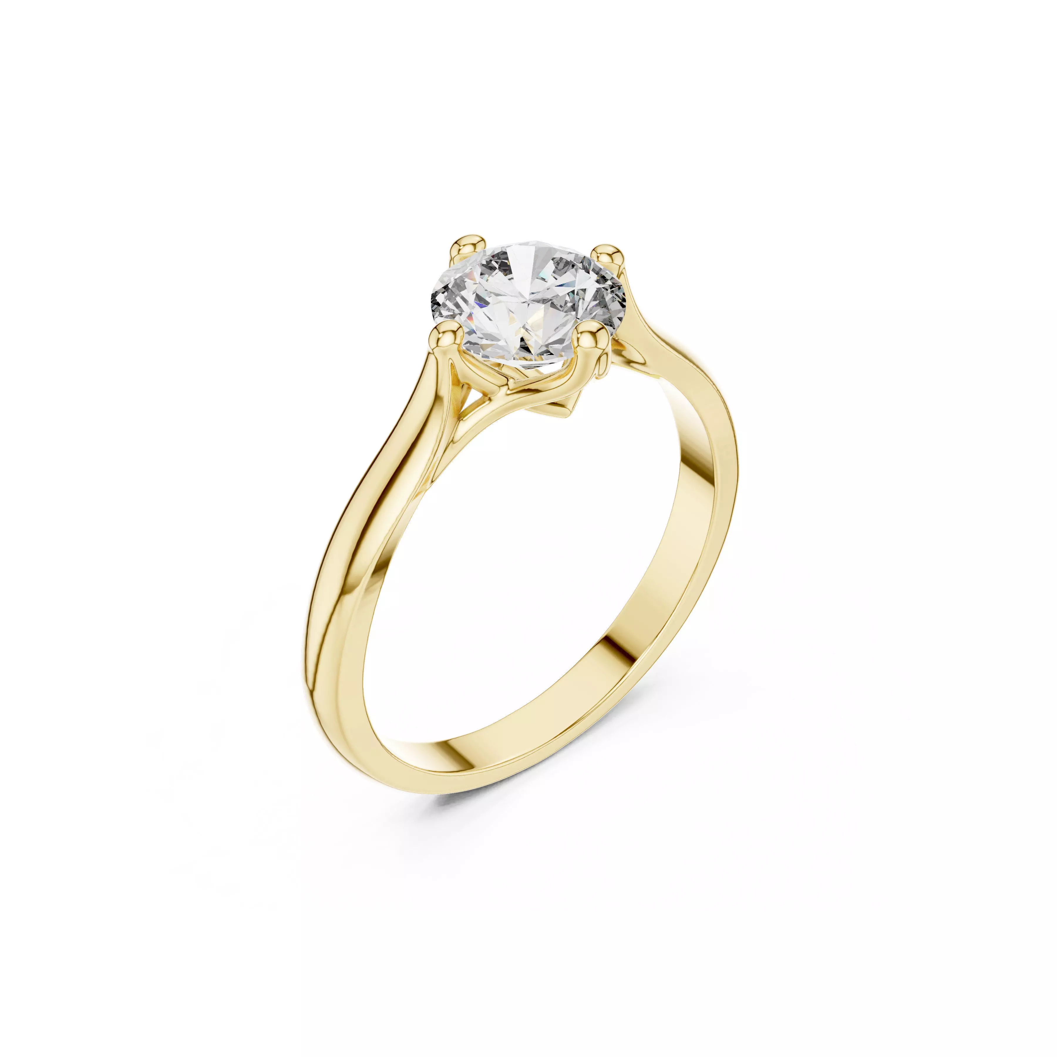 Jewelry Six Prong Smooth Taper Diamond Solitaire Engagement Ring 3D print model