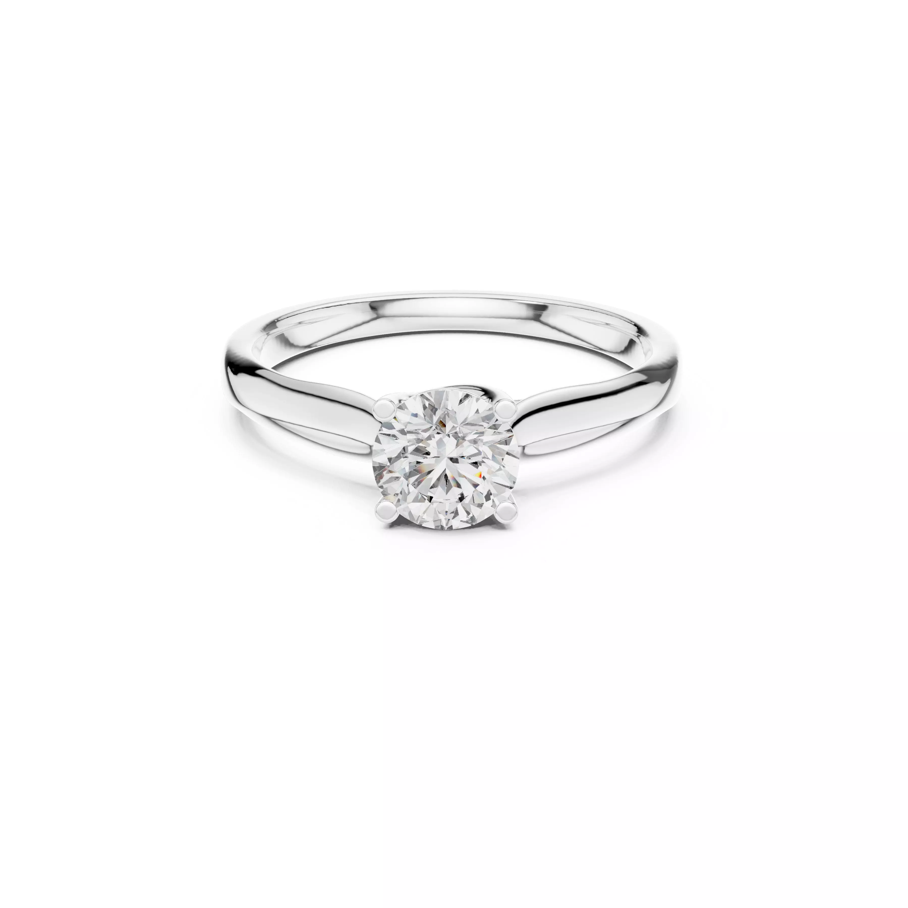 Classic Four Prong Round Diamond Solitaire Engagement Ring CAD 3D print model