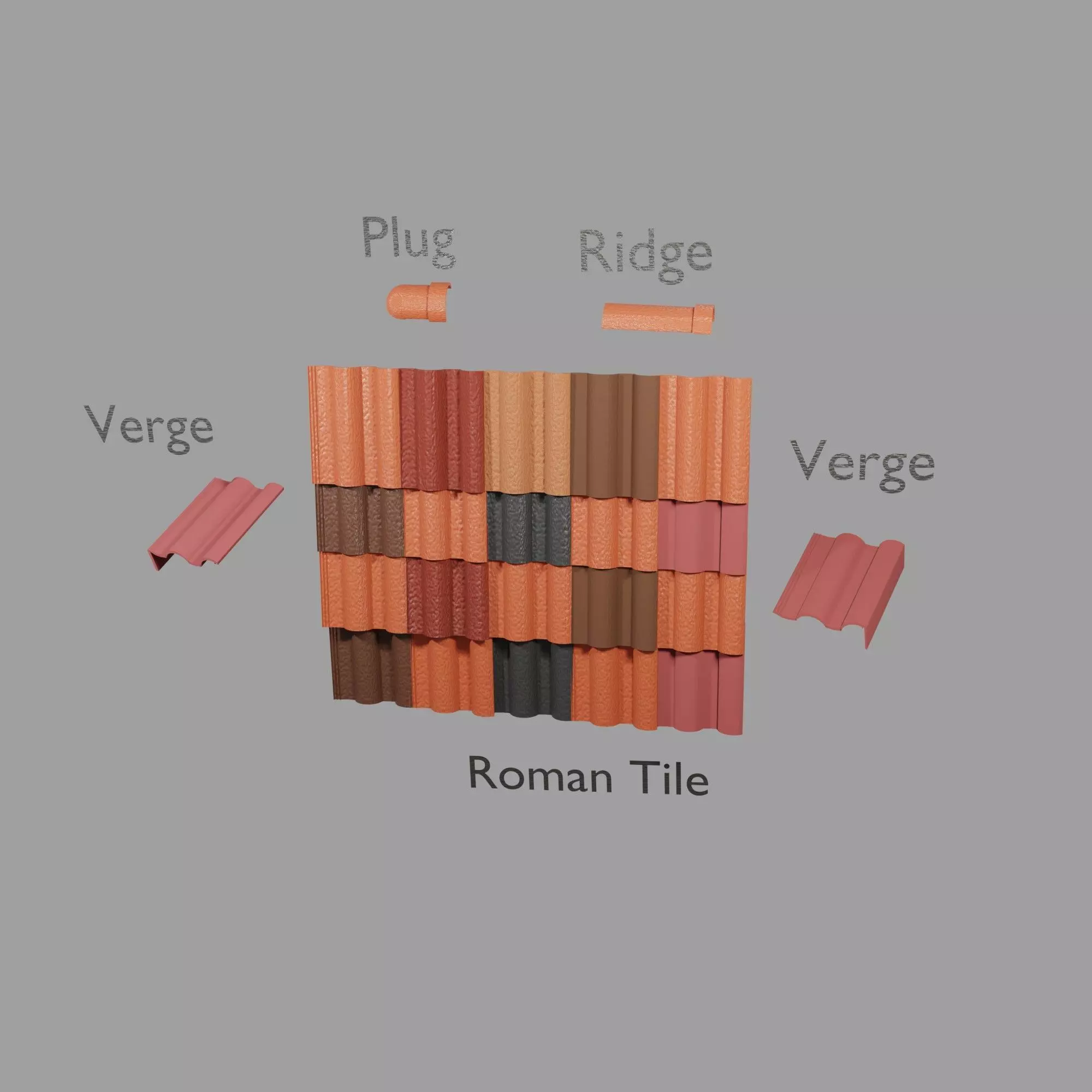 Roof Tile Roman Kit 3D model