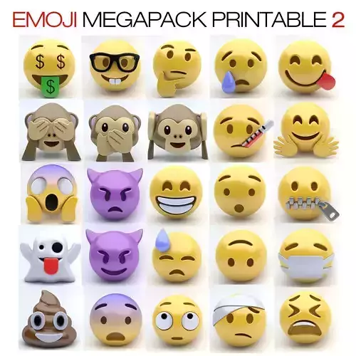 EMOJI MEGAPACK PRINTABLE 2 Low-poly 3D model
