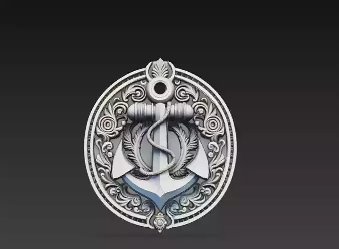 Classic Nautical Anchor Medallion Maritime Relief Ornament