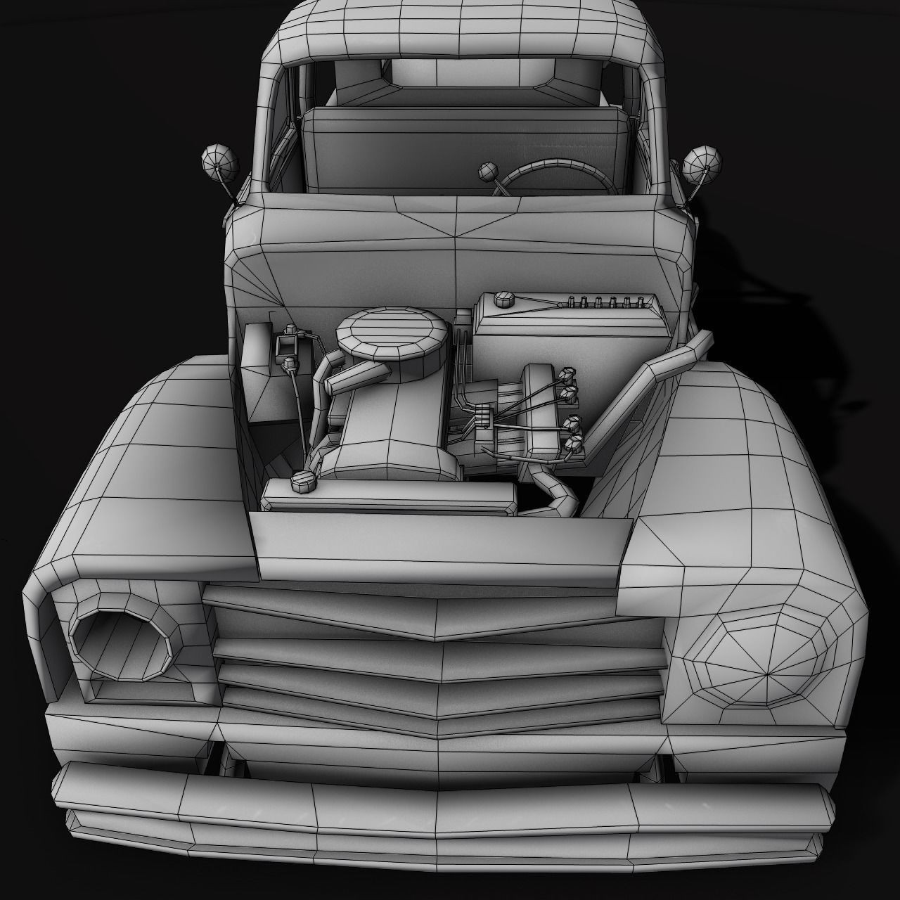 Old rusty truck Low-poly 3D model_14