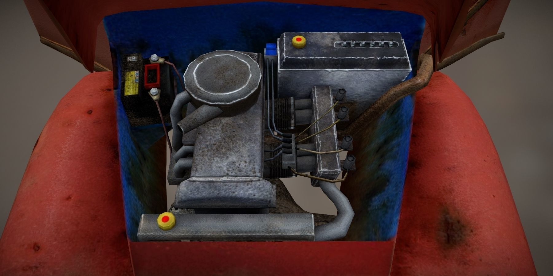 Old rusty truck Low-poly 3D model_11