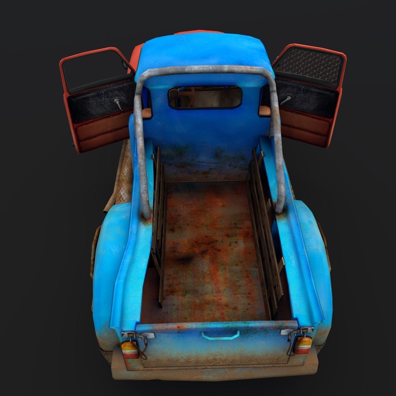 Old rusty truck Low-poly 3D model_5
