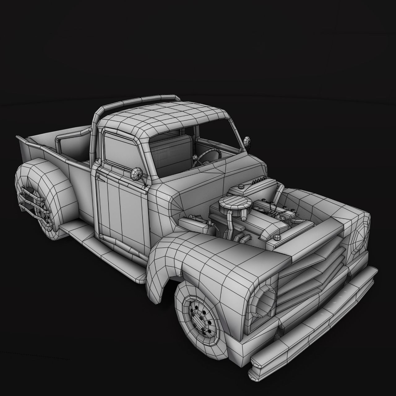Old rusty truck Low-poly 3D model_12