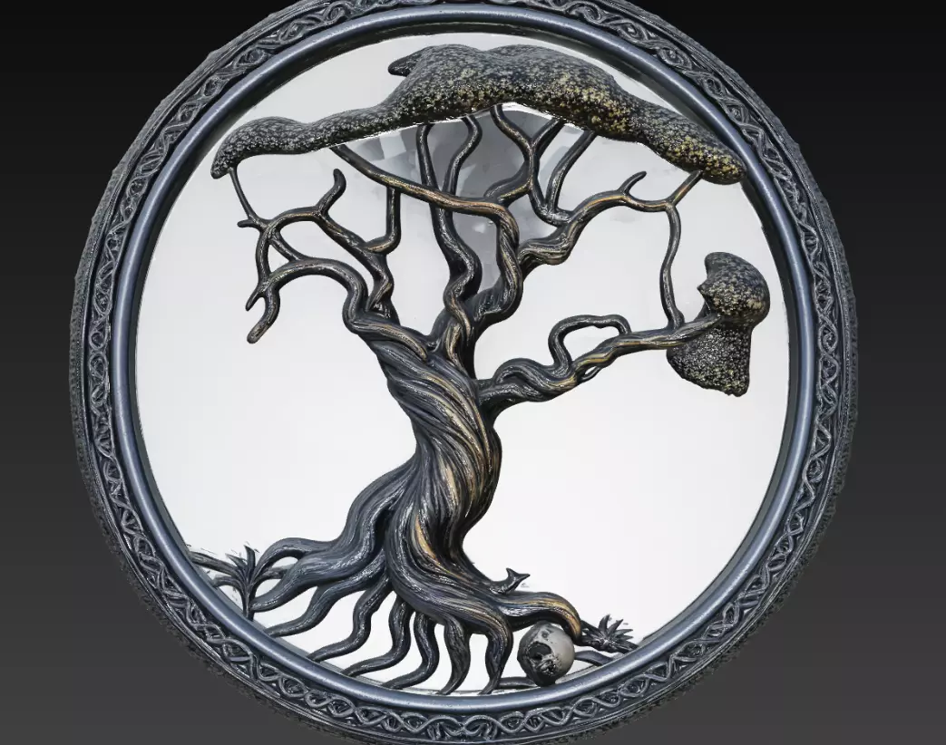 Fantasy Tree of Life Medallion 3D Model Mystical Tree Relief Free 3D print model