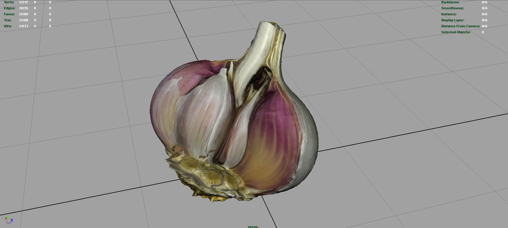 Open garlic Low-poly 3D model_5