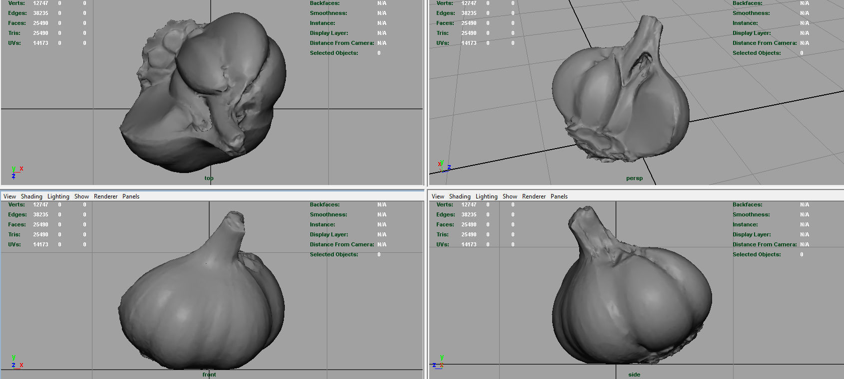 Open garlic Low-poly 3D model_6